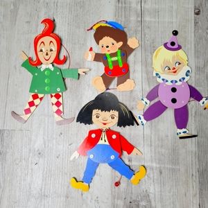 Vintage 60's Mertens Kunst Jumping Jack Wall Decor Monchichi Clown Girls GERMAN
